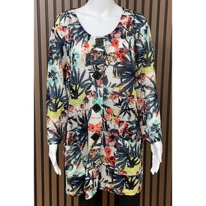 Ali Miles Women's XL Blue Sweater Polyester Cardigan‎ Tunic Knit Artisticp  My L